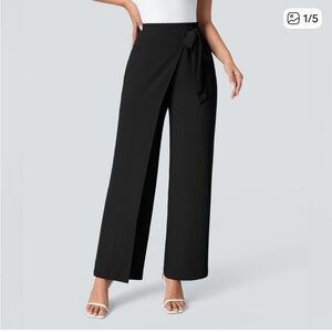 HALARA Black Tie-Waist Pants